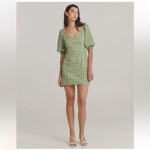 Charlie Holiday Dayna Mini Green Gingham Plaid Dress Size: M
